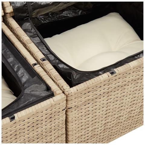 Divano da Giardino con Cuscini a 2 Posti Beige in Polyrattan - Foto 9