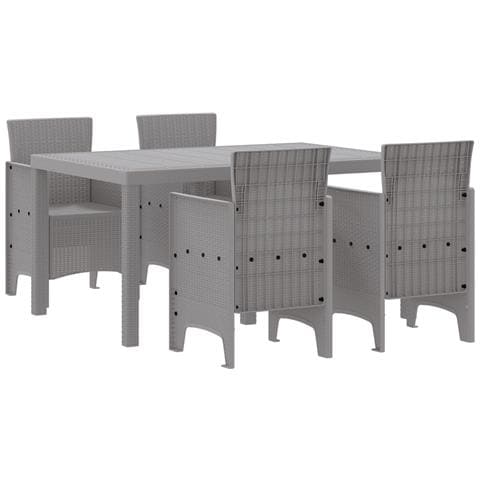 Set pranzo giardino 5 pezzi rattan sintetico grigio chiaro - Foto 1