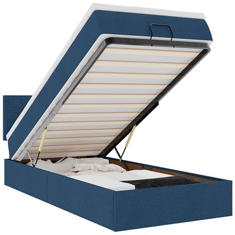 Pouf Letto con Materasso e LED Blu 90x200 cm in Tessuto - Foto 1