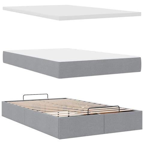 Struttura Letto Pouf con Materasso 120x190 cm in Tessuto - Foto 9