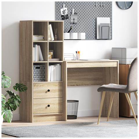 Scrivania con archiviazione rovere di Sonoma legno ingegnerizzato - Foto 2