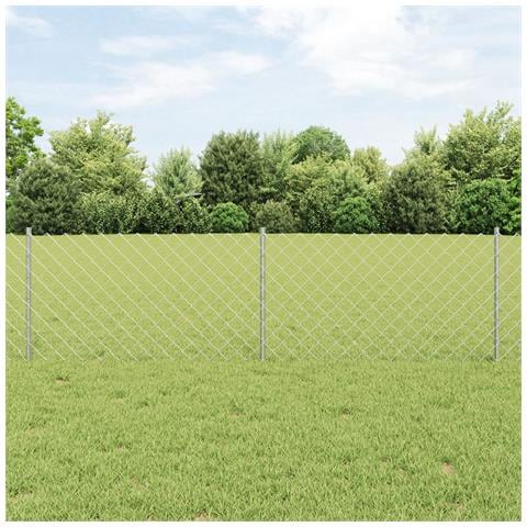 Recinzione a Maglie Metalliche con 22 Post in Argento 0.6x25 m Acciaio - Foto 2