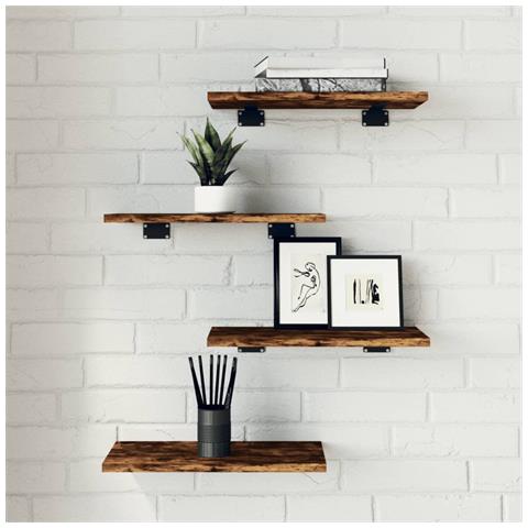 Mensole Parete 4pz Rovere Fumo 40x20x1,5 cm Legno Multistrato - Foto 2