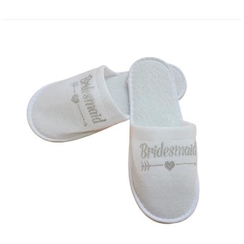 Pantofole Bianche ""bridesmaid"" Per Feste Di Addio Al Nubilato E Spa Silver - Foto 1