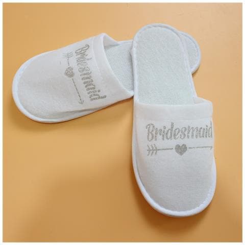 Pantofole Bianche ""bridesmaid"" Per Feste Di Addio Al Nubilato E Spa Silver - Foto 2
