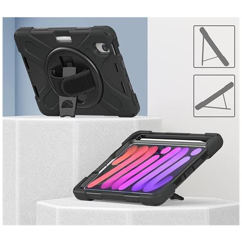 Custodia Per Ipad Mini 6 8,3” Con Supporto E Alloggiamento Per Stilo Nera - Foto 4