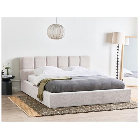 Letto Contenitore Bouclé Baston 180 X 200 Cm Beige Chiaro - Foto 1
