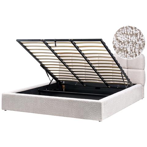 Letto Contenitore Bouclé Baston 180 X 200 Cm Beige Chiaro - Foto 2
