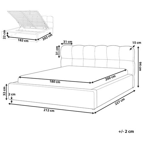 Letto Contenitore Bouclé Baston 180 X 200 Cm Beige Chiaro - Foto 7