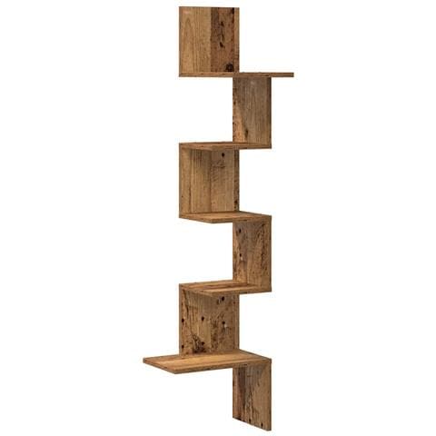 Mensola Angolare Legno Vecchio 32x32x127,5 cm Legno Multistrato - Foto 1