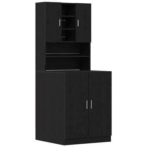 Mobile per lavatrice 2 pcs Rovere nero 70.5 x 71.5 x 181.5 cm - Foto 1