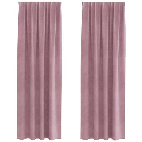 Tende con tende 2 pcs Rosa scuro 140 x 225 cm Velluto - Foto 1