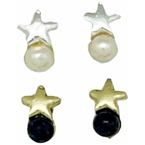 Confezione Di Mini Orecchini A Stella Con Pallina In Argento E Oro Da 10µ - Foto 1