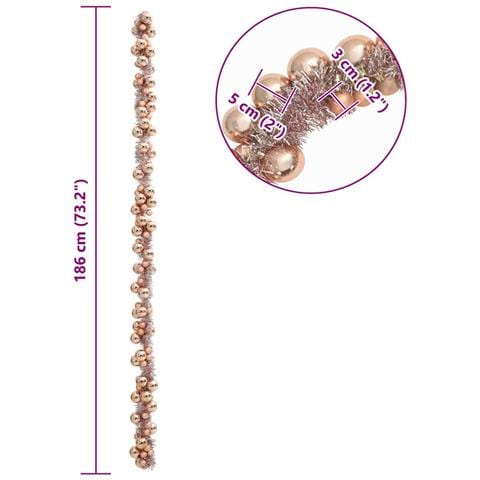 Ghirlanda di Palline di Natale Oro rosa 186 cm Polistirolo - Foto 7