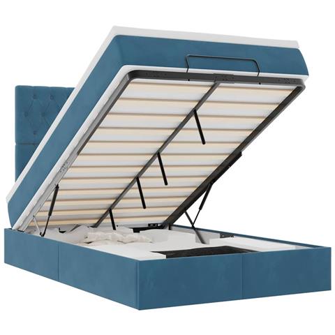 Struttura Letto Pouf con Materassi 120x190 cm Velluto - Foto 1