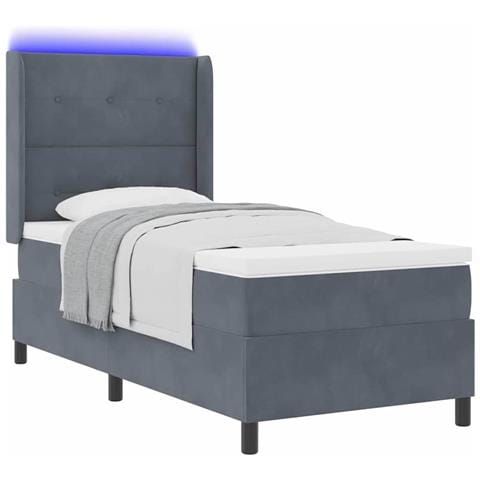 Letto a molle con materasso Grigio scuro 90 x 190 cm Velluto - Foto 1