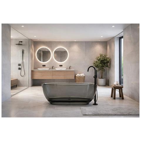 Vasca Da Bagno Freestanding Da Design 170x78cm Centro Stanza Resina Acrilica Trasparente B-tech Penelope Grigio - Foto 1