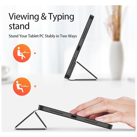 Cover per iPad (2025) / 10.9 (2022) - Pelle /PU, Nero, Auto Wake /Sleep - Foto 2