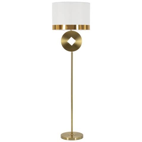 Lampada Da Terra Coin In Ferro Oro Con Dettaglio A Moneta E Paralume Bianco - Foto 1