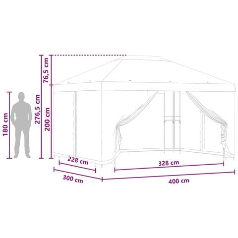 Gazebo da giardino con pareti laterali 4 × 3 m Crema - Foto 9