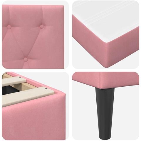 Struttura letto con materasso Rosa 140 x 200 cm Velluto - Foto 9