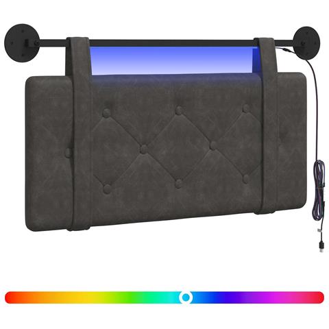 Testiera sospesa Con luce LED Nero PU Antico - Foto 1