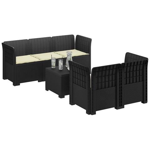 Divano da Giardino 5 Posti con Cuscini Stile Rattan PP - Foto 2