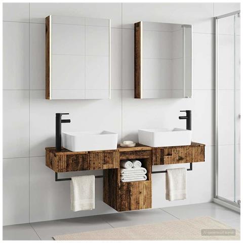 Set di Armadi da Bagno 5 pcs Legno antico 53 x 15,5 x 70 cm - Foto 2