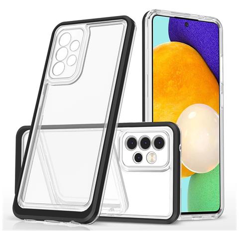Custodia Trasparente 3in1 Per Samsung Galaxy A73, Cover Frame Gel Nera - Foto 2