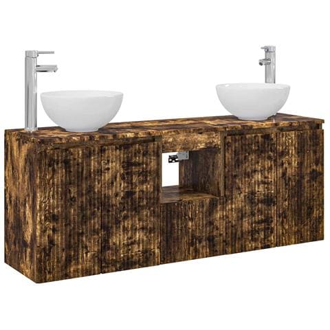 Set di Armadi da Bagno 3 pz Rovere Fumo 49,5 x 35 x 63 cm - Foto 1