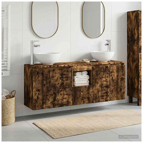 Set di Armadi da Bagno 3 pz Rovere Fumo 49,5 x 35 x 63 cm - Foto 10