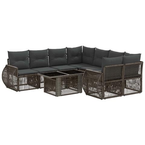 Set Divano da Giardino 9 pz Grigio e Grigio Scuro polyrattan - Foto 1