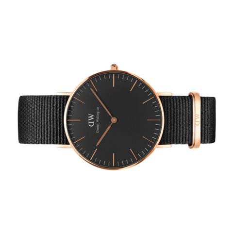 Orologio Donna Oro Rosato Classic Black Cornwall Quadrante Nero Cinturino Tessuto - Foto 2