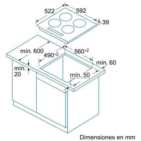 Piano Cottura 3EB715LR Elettrico 3 Zone Cottura da 60 cm Colore Nero - Foto 2