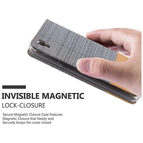 Custodia Compatibile Con Lg X Power In Grigio Chiaro Marrone - Coperchio Protettiva Con Chiusura Magnetica, Funzione Stand E Tasca Per Le Carte - Foto 2