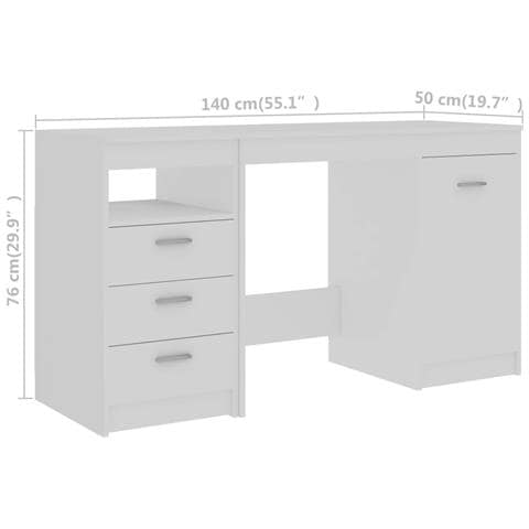 Scrivania Bianca 140x50x76 cm in Legno Multistrato - Foto 9