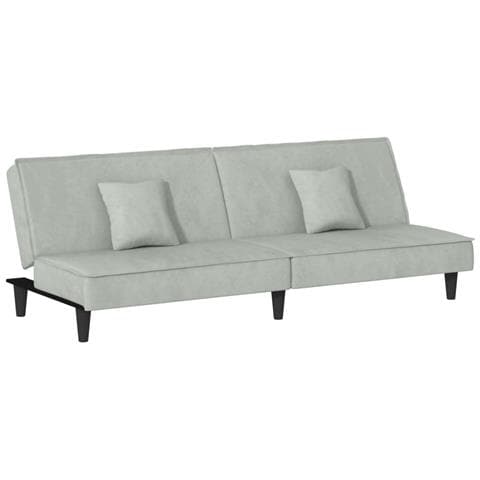 Divano Letto Grigio Chiaro In Velluto - Foto 1
