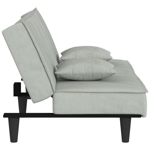 Divano Letto Grigio Chiaro In Velluto - Foto 9
