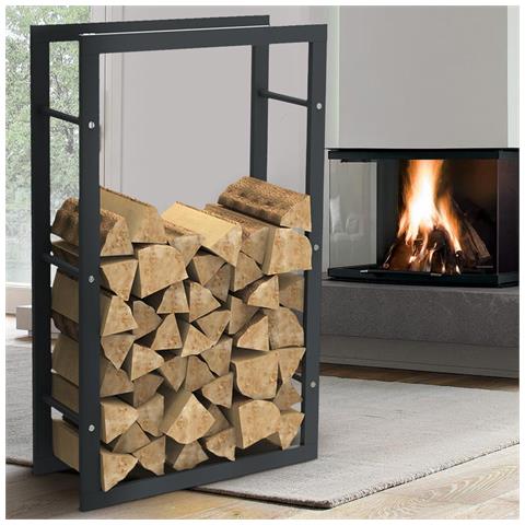 Portalegna Supporto Metallo Porta Legna Interno Legnaia Camino Stufa 100x60x25cm - Foto 1