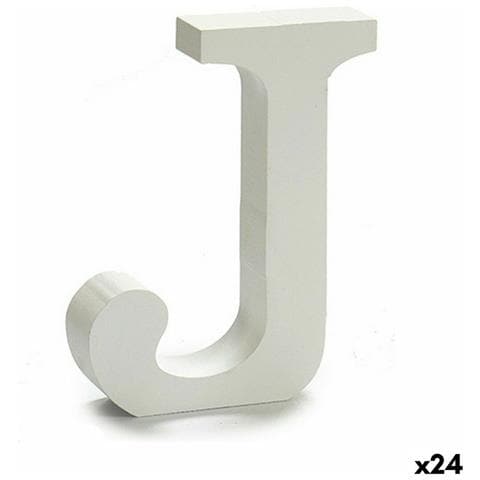 Lettera J Legno Bianco (2 X 16 X 14,5 Cm) (24 Unità) - Foto 1