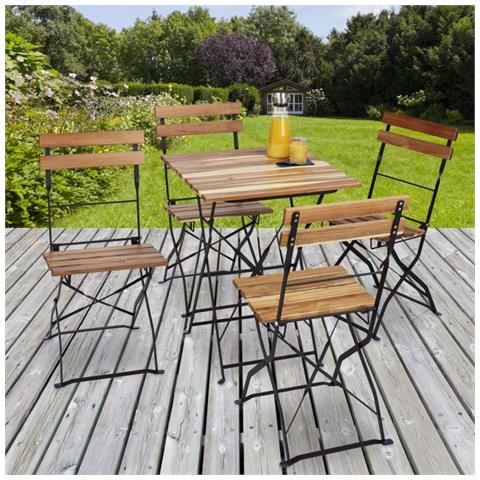 10020685 set di mobili da campeggio Nero, Naturale, Legno - Foto 2