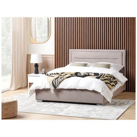 Letto Matrimoniale Con Contenitore Velluto Tortora 180 X 200 Cm Rouen - Foto 1