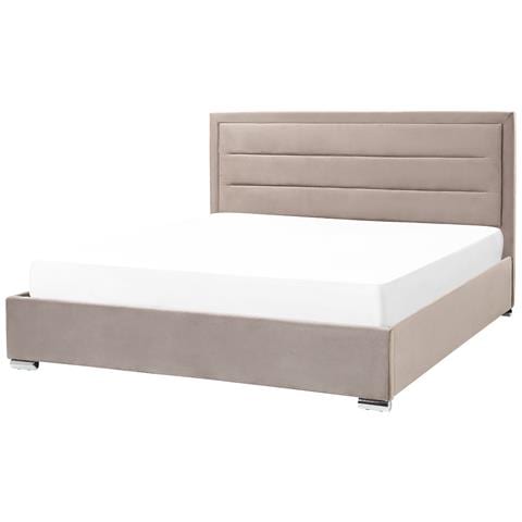 Letto Matrimoniale Con Contenitore Velluto Tortora 180 X 200 Cm Rouen - Foto 8