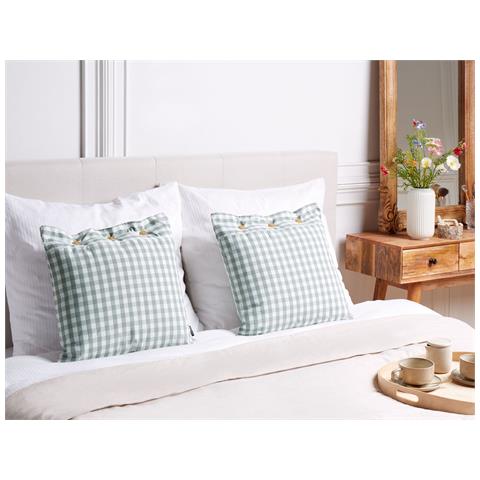 Set Di 2 Cuscini Talya 45 X 45 Cm Verde Menta Trama A Scacchi - Foto 1