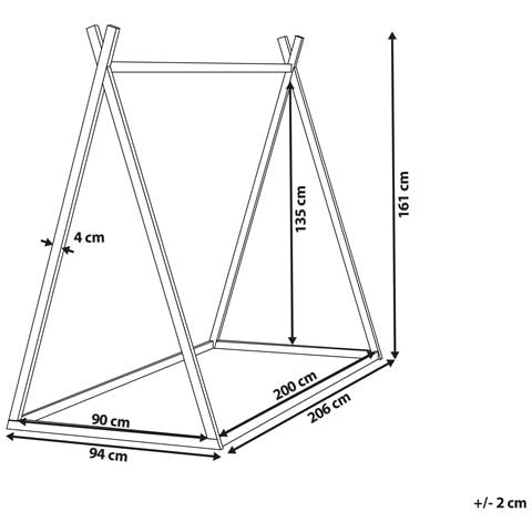 Letto Per Bambini Tenda Tipi Legno Di Pino Saurat 90 X 200 Cm Bianco - Foto 7