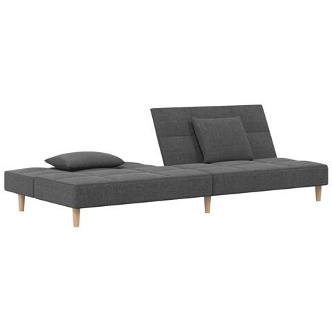 Divano Letto A 2 Posti Con 2 Cuscini Grigio Chiaro In Tessuto - Foto 2