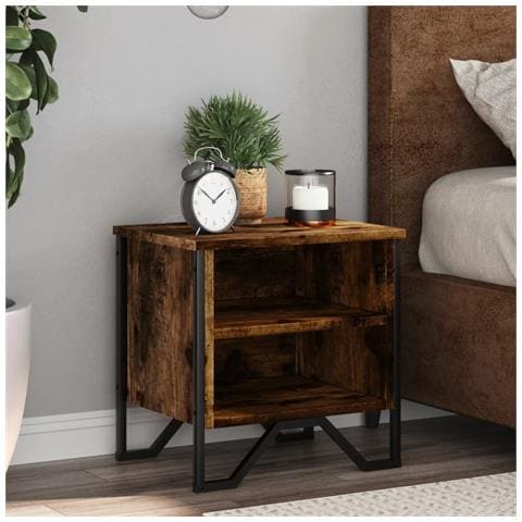 Comodino Rovere Fumo 2pz 40x30x40 Cm In Truciolato - Foto 1