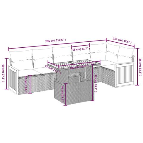 Set Divani Da Giardino Con Cuscini 7pz Nero Polyrattan - Foto 2