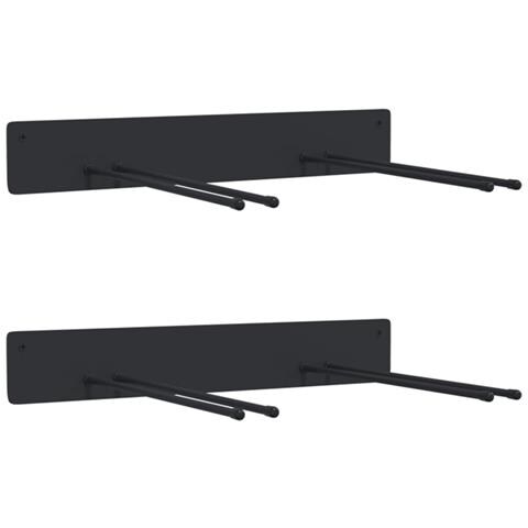 Portautensili Da Giardino A Muro 2 Pz Neri In Acciaio - Foto 2