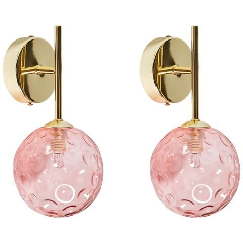 Set Di 2 Lampade Da Parete Anadyr Vetro Rosa - Foto 2